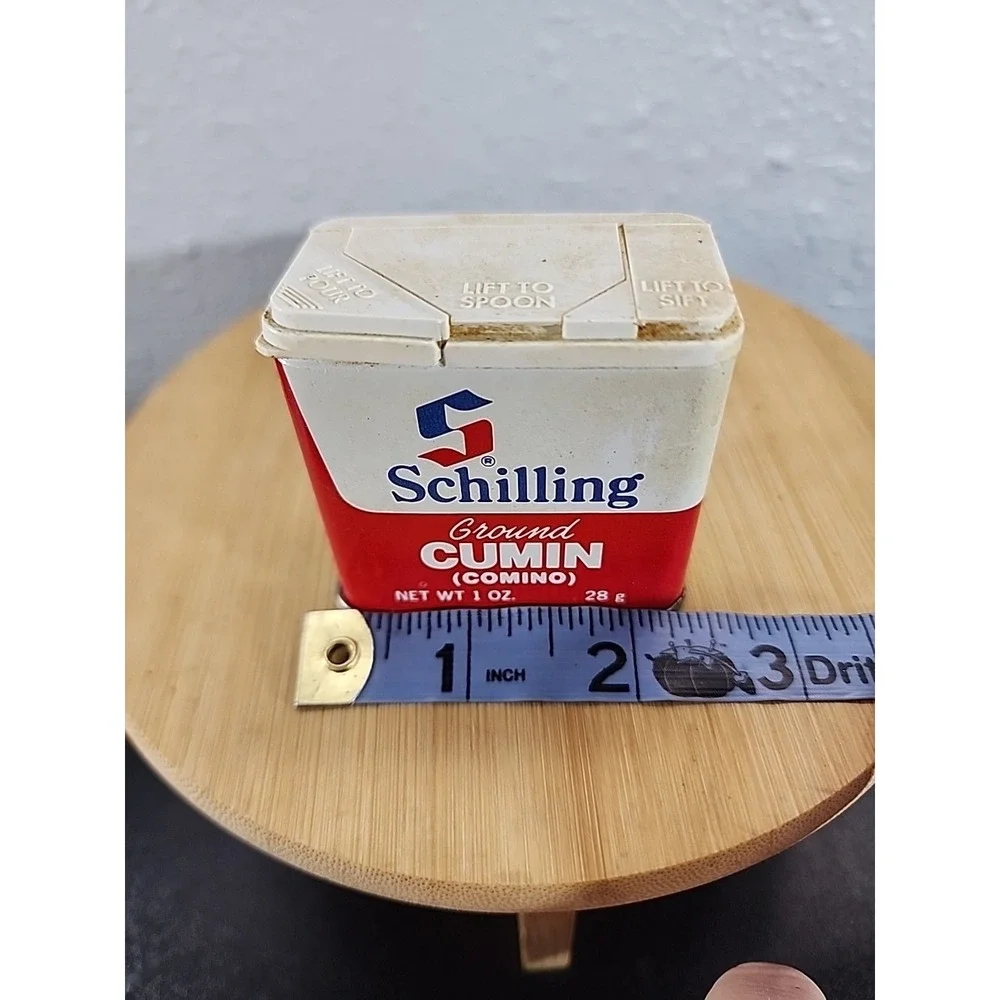 Vintage Schilling Ground Cumin (Comino)‎ Metal Spice Tin 1oz EMPTY